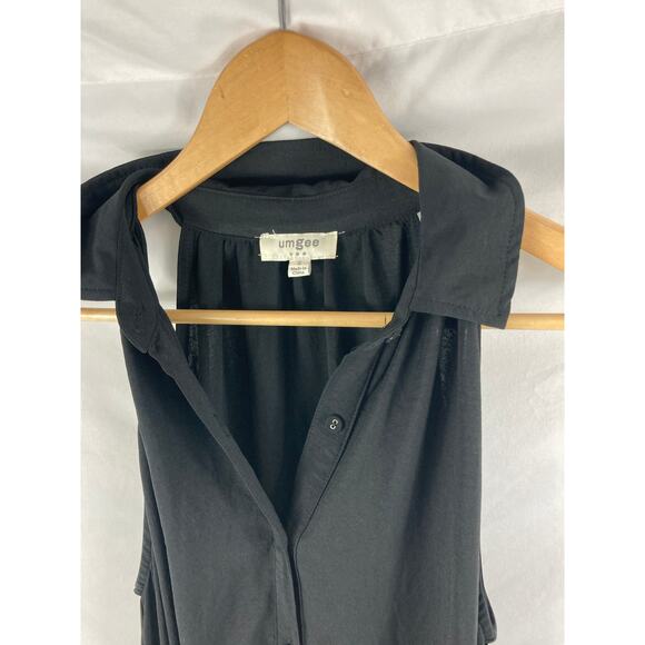 Umgee Tiered Black Collared Sleeveless Button Up Maxi Dress Size Small - Picture 3 of 4
